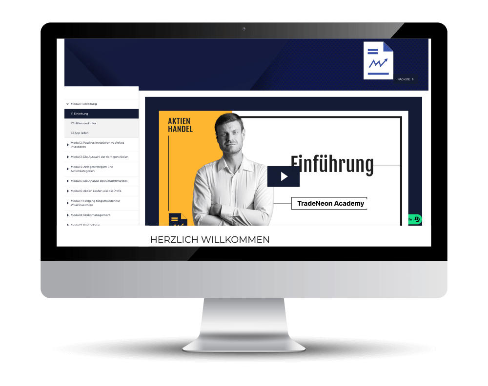 Aktienhandel Onlinekurs in der TradeNeon Academy App